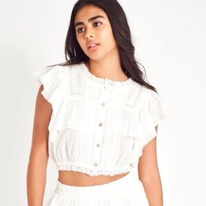 LoveShackFancy Nora top in off white- Size Large